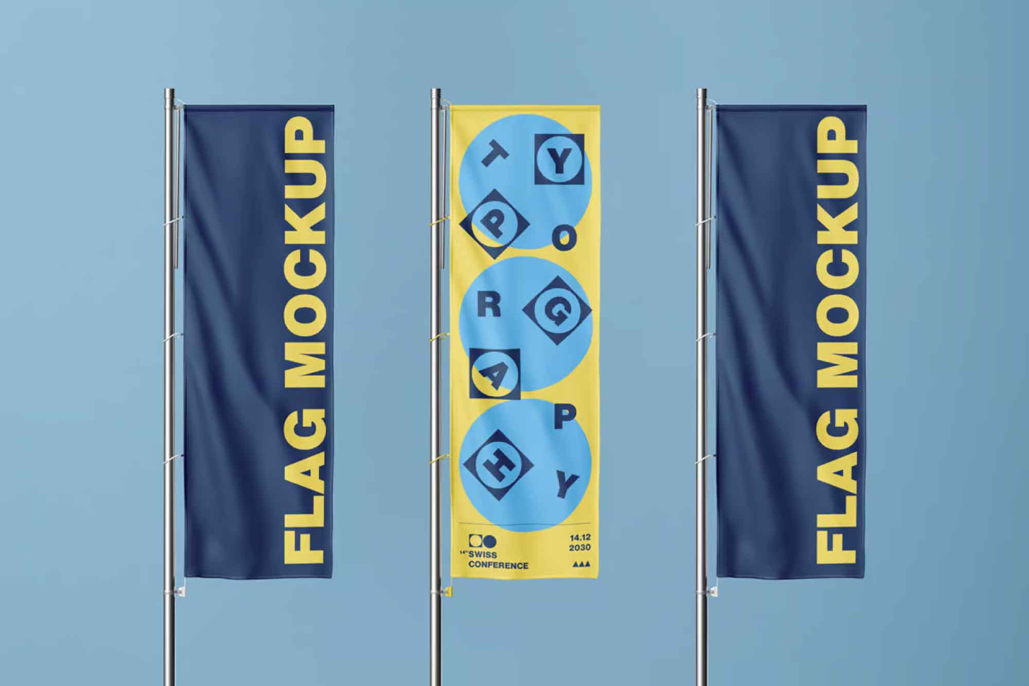 Vertical Flag Mockup