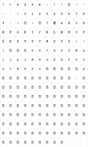 Mapa de caracteres da fonte Veteran Typewriter