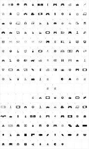 Mapa de caracteres da fonte Video Games