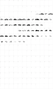 Mapa de caracteres da fonte Vintage Auto Cars TFB