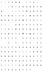 Mapa de caracteres da fonte Vinyl Smooth BV