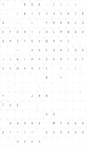 Mapa de caracteres da fonte Violette01