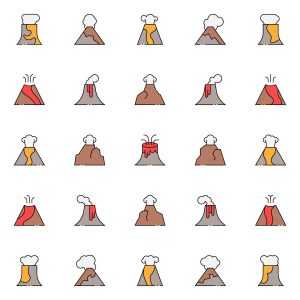 Volcano Eruption Icons