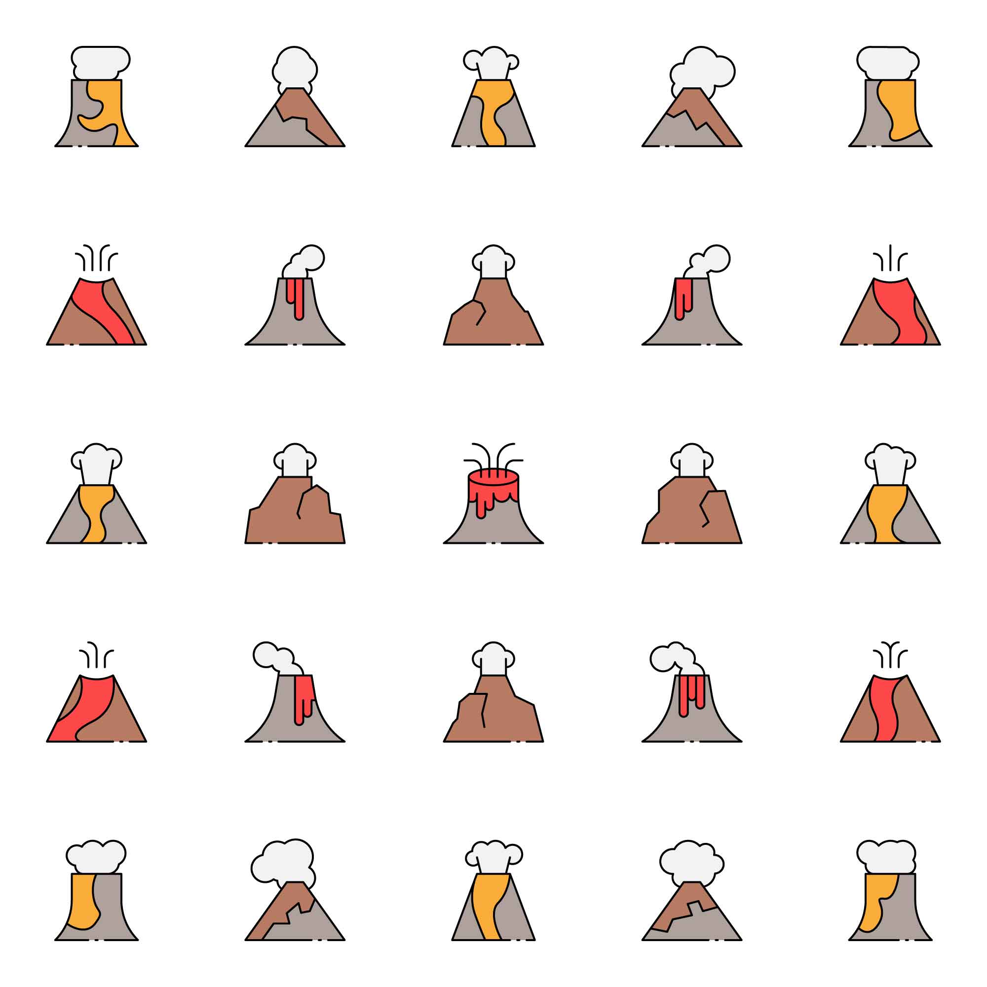 Volcano Eruption Icons