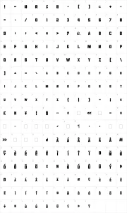 Mapa de caracteres da fonte Volkoff