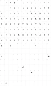Mapa de caracteres da fonte VTC Bad Englisch One