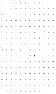 Mapa de caracteres da fonte VTC Bad Tattoo Hand One