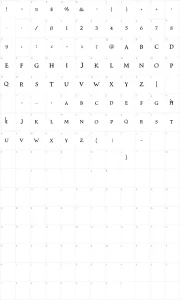 Mapa de caracteres da fonte VTC Switchblade Romance