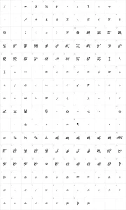 Mapa de caracteres da fonte VTC Tattoo Script Two