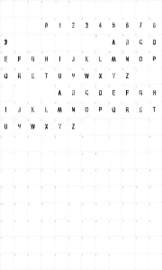 Mapa de caracteres da fonte VTKS Army