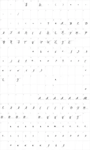 Mapa de caracteres da fonte Vtks Beautiful Dreams