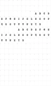 Mapa de caracteres da fonte VTKS Colagem