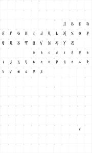 Mapa de caracteres da fonte VTKS Dear Love