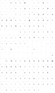 Mapa de caracteres da fonte Vtks Focus