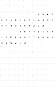 Mapa de caracteres da fonte VTKS Scrubbled