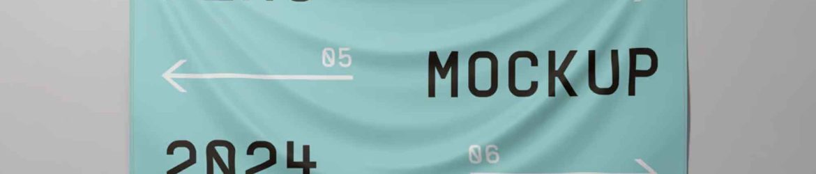 Wall Mounted Horizontal Flag Mockup