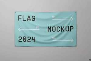 Wall Mounted Horizontal Flag Mockup