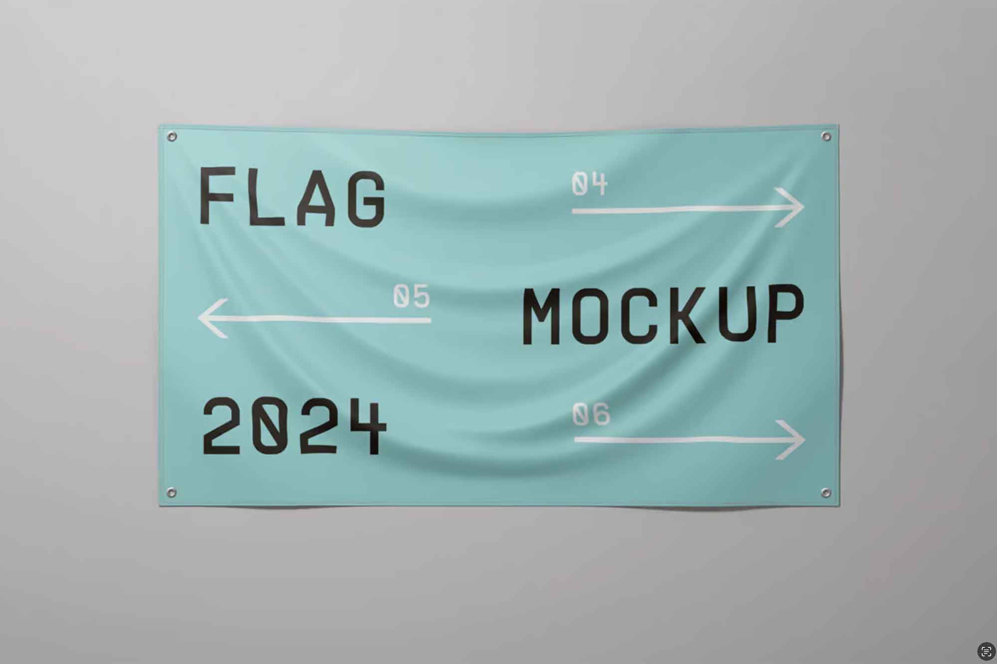 Wall Mounted Horizontal Flag Mockup