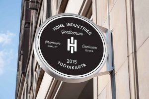 Wall Round Sign Mockup