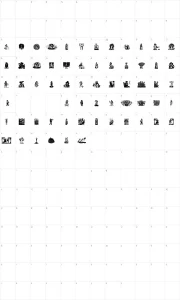 Mapa de caracteres da fonte Was Woodcuts