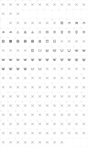 Mapa de caracteres da fonte Wash Care Symbols Classic M54
