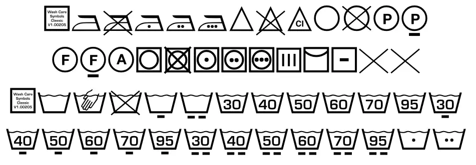 Wash Care Symbols Classic M54