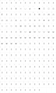 Mapa de caracteres da fonte Wash Care Symbols M54
