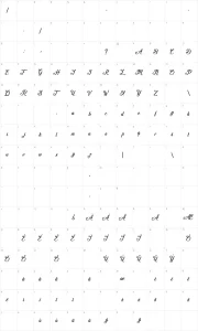 Mapa de caracteres da fonte Waving at Christmas