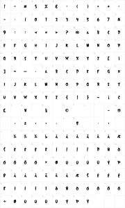 Mapa de caracteres da fonte Wayoshi