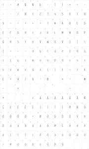 Mapa de caracteres da fonte Web Serveroff