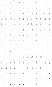 Mapa de caracteres da fonte Wet Dream