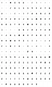 Mapa de caracteres da fonte Whatafont