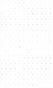 Mapa de caracteres da fonte Where stars shine the brightest