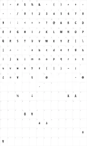 Mapa de caracteres da fonte White funky rabbit