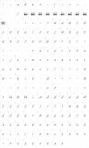 Mapa de caracteres da fonte White Larch