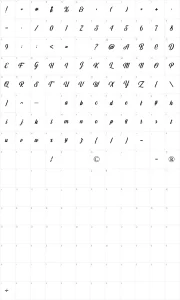 Mapa de caracteres da fonte White Smith