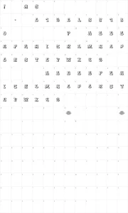 Mapa de caracteres da fonte Whole trains