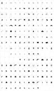 Mapa de caracteres da fonte Wild West Icons