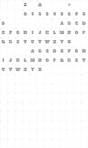 Mapa de caracteres da fonte Wild West