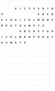 Mapa de caracteres da fonte Wild Wood