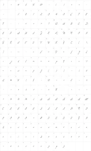 Mapa de caracteres da fonte Windsong