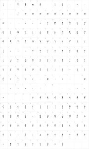 Mapa de caracteres da fonte Winter Bells