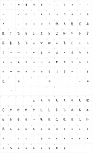 Mapa de caracteres da fonte Wintermelon