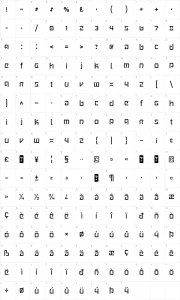 Mapa de caracteres da fonte Wintermute