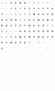 Mapa de caracteres da fonte Witching Hour