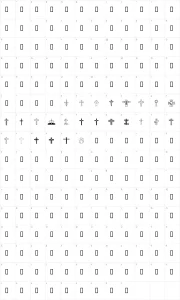 Mapa de caracteres da fonte WM Crosses 1