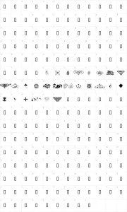Mapa de caracteres da fonte WM Designs 1