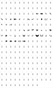 Mapa de caracteres da fonte WM Insects