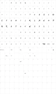 Mapa de caracteres da fonte Wolf's Rain