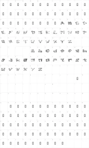 Mapa de caracteres da fonte Wood 2